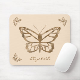 Imitate Golden Yellow Foil Look Schmetterlinge & T Mousepad