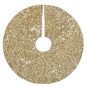Imitate Golden Yellow Glitzer Texture Look Grafik Polyester Weihnachtsbaumdecke