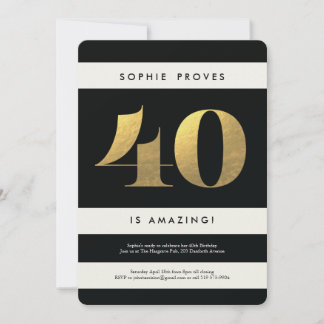 Imitate Goldene Foil 40. Geburtstagsfeier Einladun Einladung
