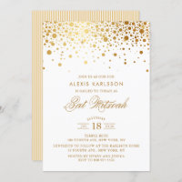 Imitate Goldene Foil Confetti Bat Mitzvah Einladun