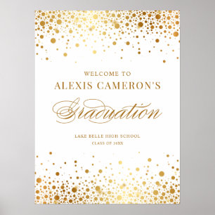 Imitate Goldene Foil Confetti Graduierungsparty Wi Poster