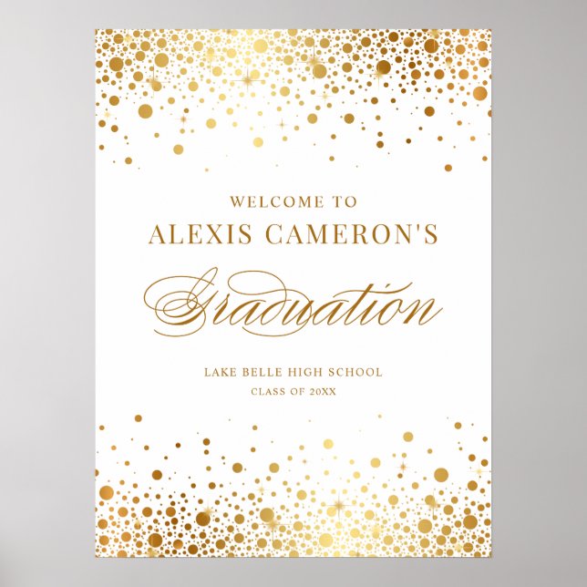 Imitate Goldene Foil Confetti Graduierungsparty Wi Poster (Vorne)