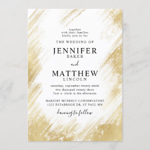 Imitate Goldene Foil Pinselstriche Einladung