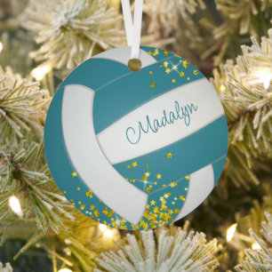 Imitate goldene Sterne aquamarine Volleyball Mädch Ornament Aus Metall