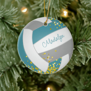 Imitate goldene Sterne auf Mädchen aquamarine grau Keramik Ornament