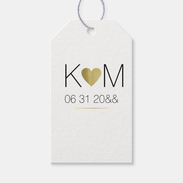 Imitate goldenes Herz mit einigen Initialen, einfa Geschenkanhänger (Vorderseite)