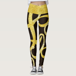 Imitate goldfarbener abstrakter Buchstabe L glänze Leggings