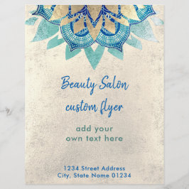 Imitate Goldfolie aquamarin blaues Lotus Logo Flyer