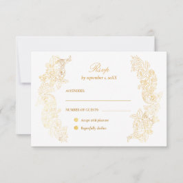 Imitate Goldfolie Barock botanisch RSVP Karte