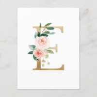 Imitate Goldfolie Letter E Blush Floral Monogramm