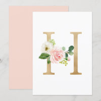 Imitate Goldfolie Letter H Blush Floral Monogramm