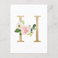 Imitate Goldfolie Letter H Blush Floral Monogramm