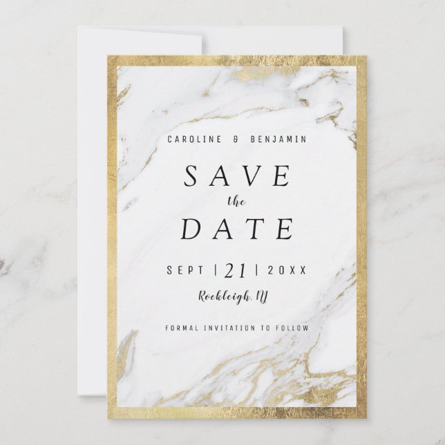 Imitate Goldfolie Marmor Luxus modern Save the Dat Save The Date (Vorderseite)