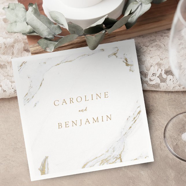 Imitate Goldfolie Marmor Luxus moderne Hochzeit Serviette (Faux gold foil marble luxury modern wedding paper napkins)