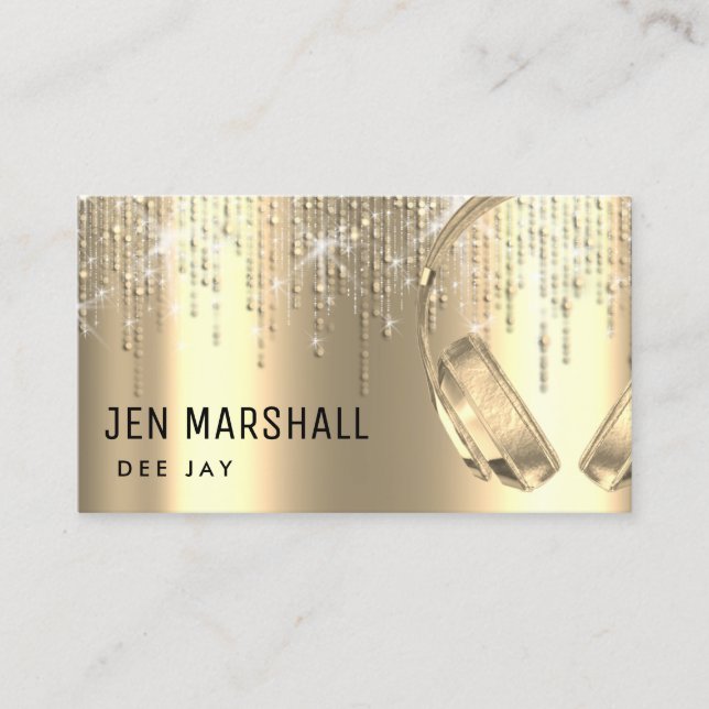 Imitate Goldfolie Punkte Regenmusik Kopfhörer Visitenkarte (Vorderseite)