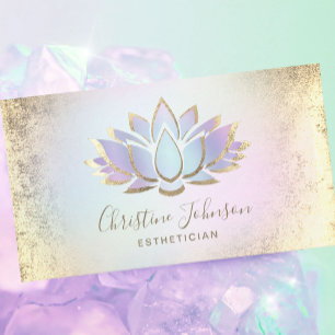 Imitate Goldfolie und pastellfarbene Lotus Ästheti Visitenkarte