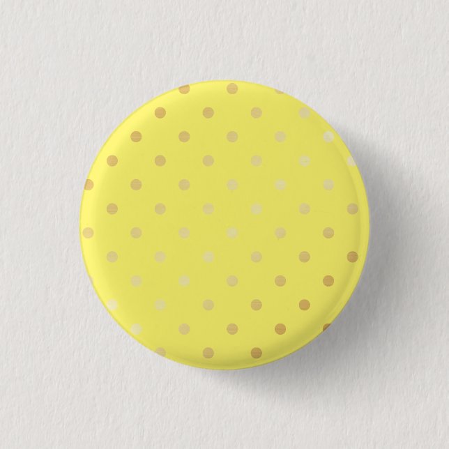 Imitate Goldgelbe Polka-Punkte Button (Vorderseite)