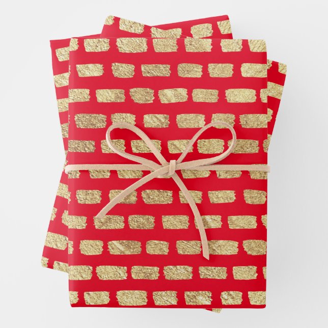 Imitate - Goldmuster und Rot Geschenkpapier Set (Beispiel)