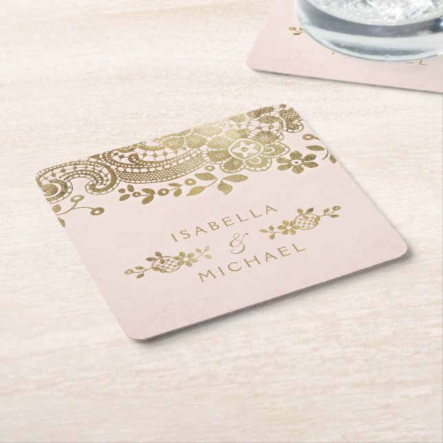 Imitate Goldrot Vintage Hochzeit Rechteckiger Pappuntersetzer (angewinkelt)