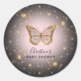 Imitate Goldschmetterling Glitzer Runder Aufkleber