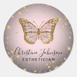 Imitate Goldschmetterling Glitzer Runder Aufkleber