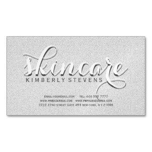 Imitate Grauer und weißer Glitzer Magnetische Visitenkarte