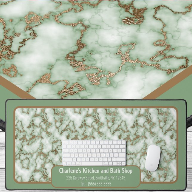 Imitate Green Gold Marmor - Büro Schreibtischunterlage (Faux Green Gold Marble - Office Desk Mat by Office Accessories Shop)