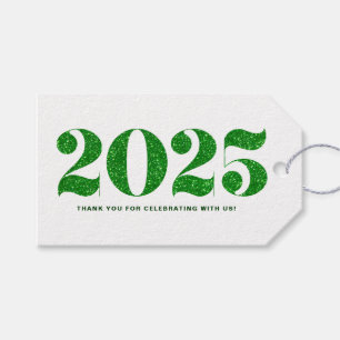 Imitate Grüner Glitzer 2024 Typografie glücklich N Geschenkanhänger
