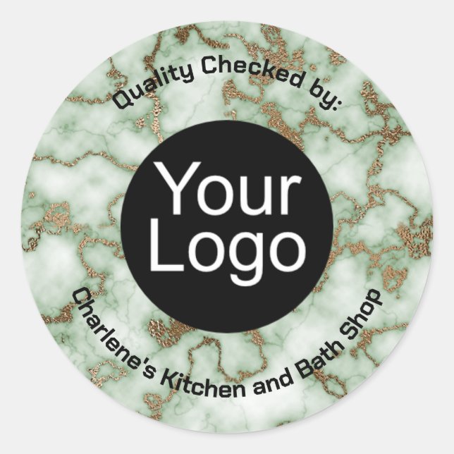 Imitate Grüner Goldmarmor Runder Aufkleber (Vorderseite)