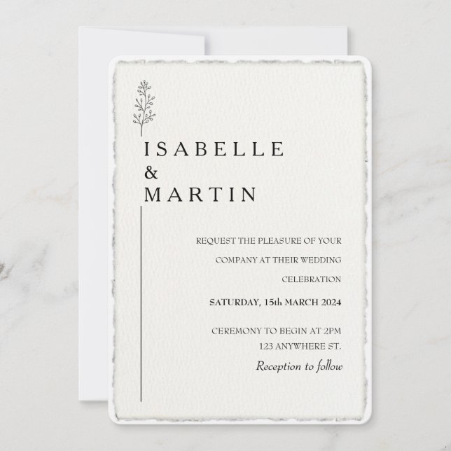 Imitate handgedrehtes Skript Foto an der Kante gek Einladung (Vorderseite)