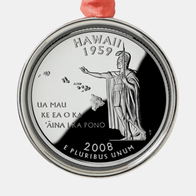 Imitate Hawaii Staat Quarter Ornament Aus Metall (Vorne)