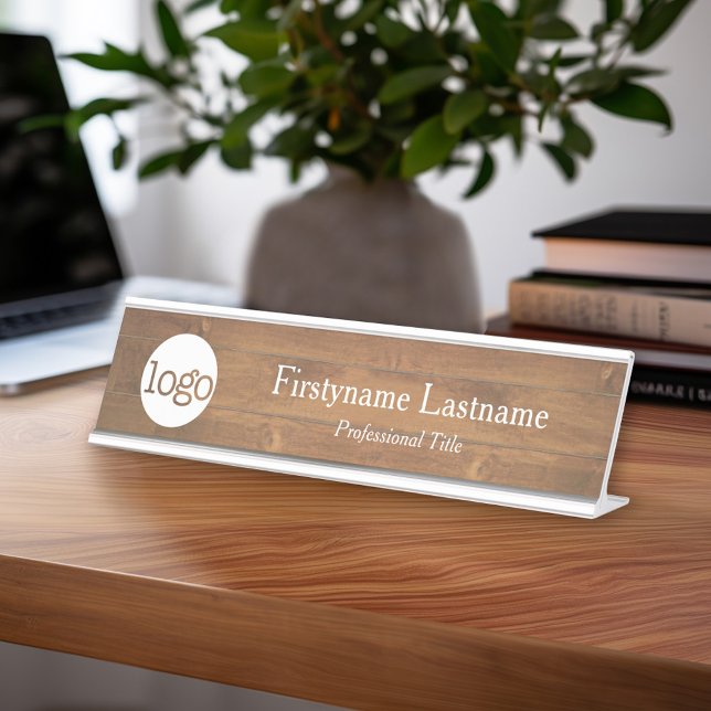 Imitate Hintergrund Logo Name Beruflich Schreibtischnamensplakette (Custom Name Plate - Executive Desk Sign with Name and title or other text)