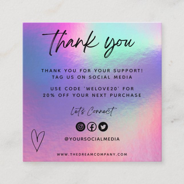 Imitate Holo Media Insert dank Mini-Visitenkarte Quadratische Visitenkarte (Vorderseite)