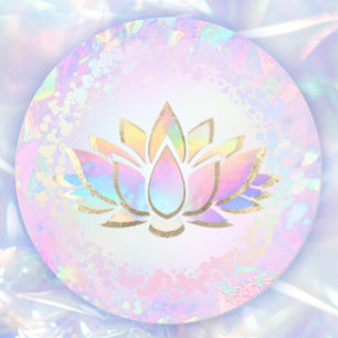 Imitate holografische Lotus-Blume Runder Aufkleber