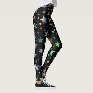 Imitate Holografische Regenbogenstars Muster Schwa Leggings