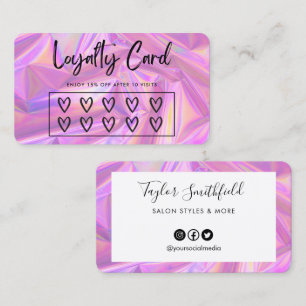 Imitate Holographic Hearts Custom Loyalty Card Visitenkarte