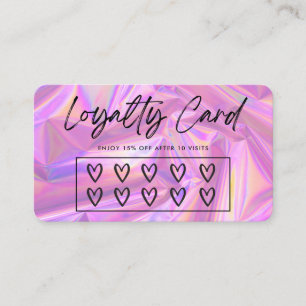 Imitate Holographic Hearts Custom Loyalty Card Visitenkarte