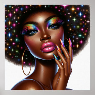 Imitate Holographic Melanin Chic Afro Beauty Poster