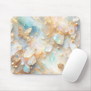 Imitate Holographic Opal Moonstone Gold Butterfly Mousepad