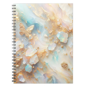 Imitate Holographic Opal Moonstone Gold Butterfly Notizblock