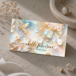 Imitate Holographic Opal Moonstone Gold Butterfly Visitenkarte