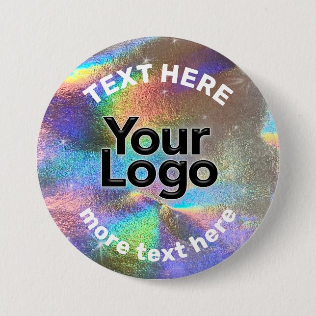 Imitate Holographic Rainbow Glitzer Business Logo  Button (Vorderseite)