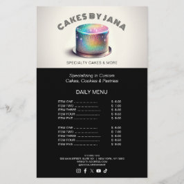 Imitate Holographic Rainbow Glitzer Cake Bäckerei Flyer
