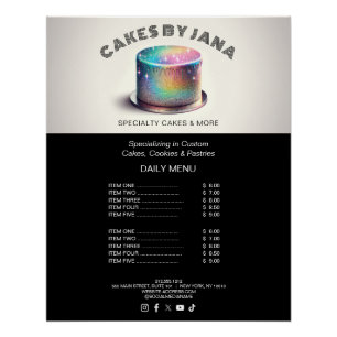 Imitate Holographic Rainbow Glitzer Cake Bäckerei Poster