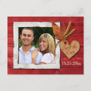 IMITATE Holz, Blätter, Herz Save the Date Postkart Ankündigungspostkarte