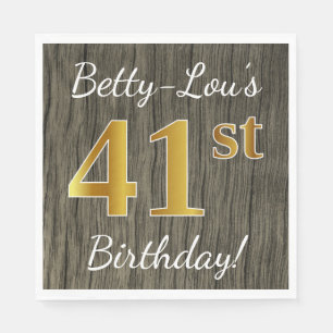 Imitate Holz, Imitate Gold 41. Geburtstag + Indivi Serviette