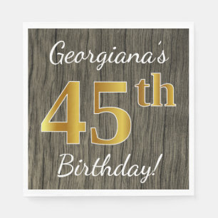 Imitate Holz, Imitate Gold 45. Geburtstag + Indivi Serviette