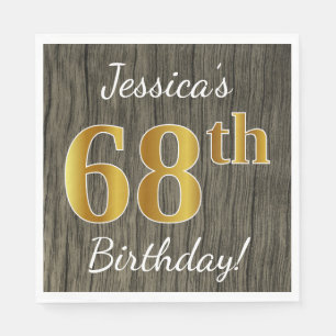 Imitate Holz, Imitate Gold 68. Geburtstag + Indivi Serviette