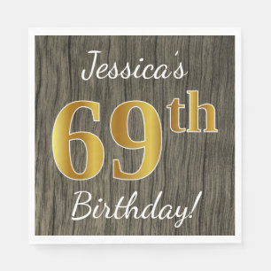 Imitate Holz, Imitate Gold 69. Geburtstag + Indivi Serviette