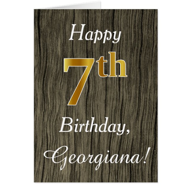 Imitate Holz, Imitate Gold 7. Geburtstag + Individ (Vorne)